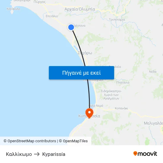 Καλλίκωμο to Kyparissía map