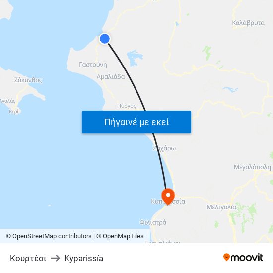 Κουρτέσι to Kyparissía map