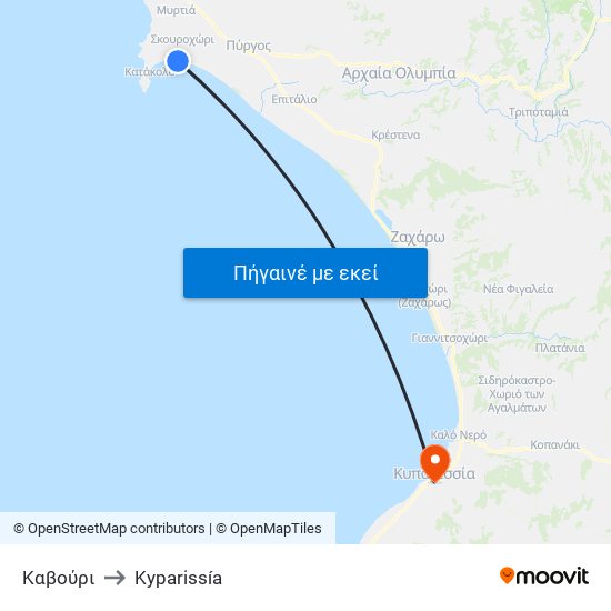 Καβούρι to Kyparissía map