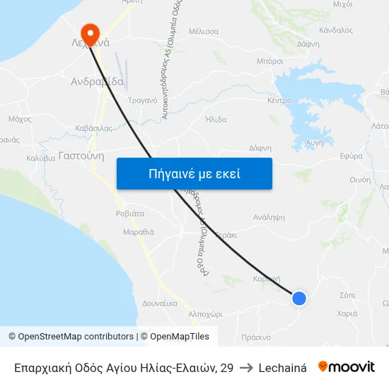 Επαρχιακή Οδός Αγίου Ηλίας-Ελαιών, 29 to Lechainá map