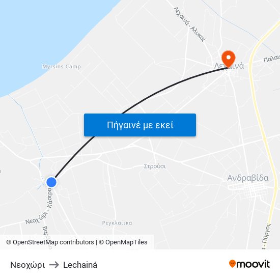 Νεοχώρι to Lechainá map