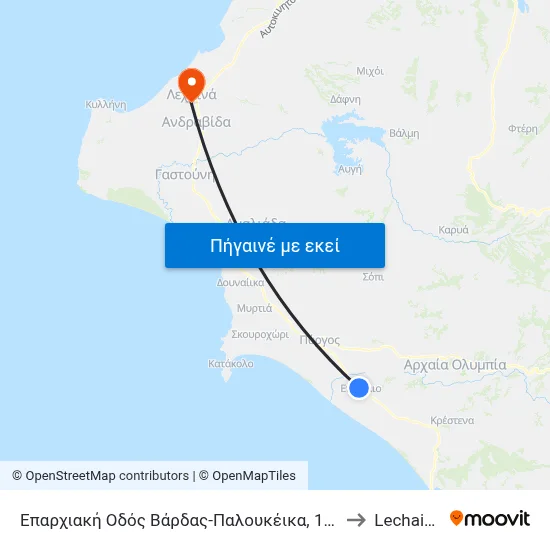 Επαρχιακή Οδός Βάρδας-Παλουκέικα, 103 to Lechainá map