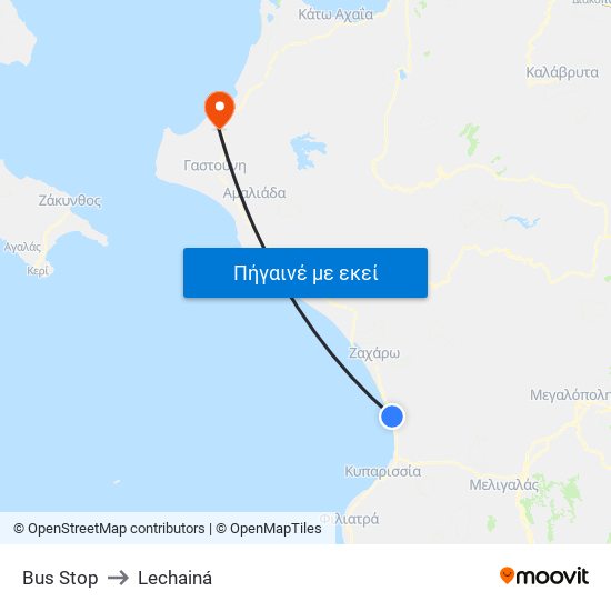 Bus Stop to Lechainá map
