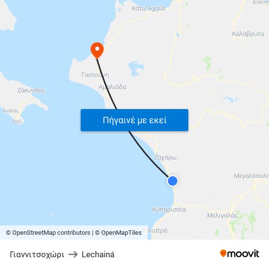 Γιαννιτσοχώρι to Lechainá map