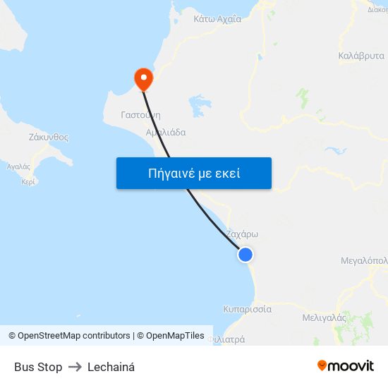 Bus Stop to Lechainá map