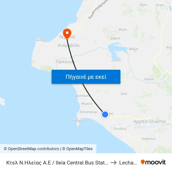 Κτελ Ν.Ηλείας Α.Ε / Ileia Central Bus Station S.A to Lechainá map
