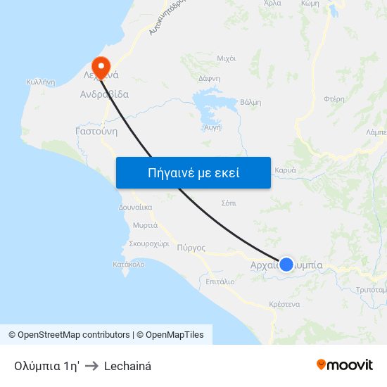 Ολύμπια 1η' to Lechainá map