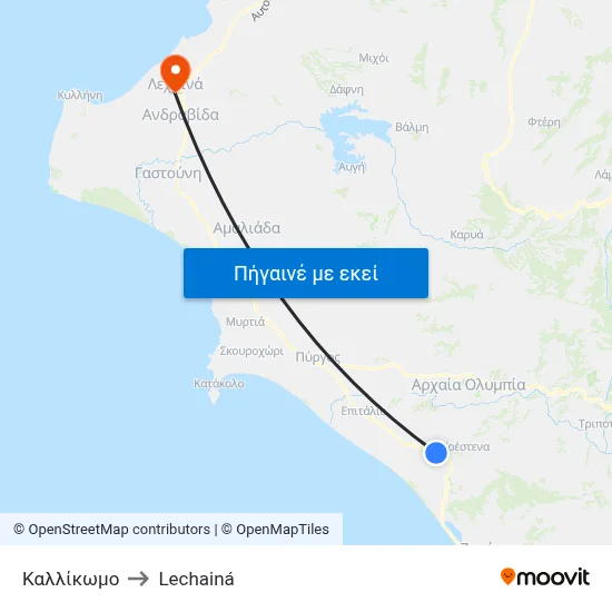 Καλλίκωμο to Lechainá map
