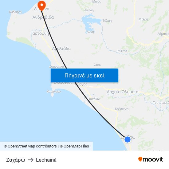 Ζαχάρω to Lechainá map