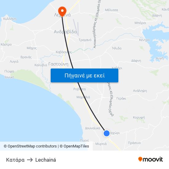 Κατάρα to Lechainá map