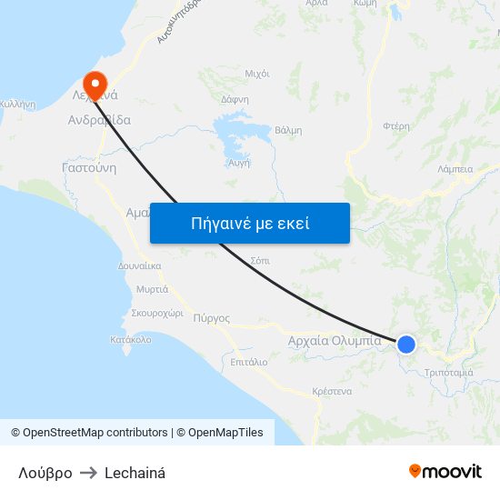 Λούβρο to Lechainá map