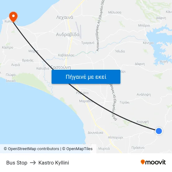 Bus Stop to Kastro Kyllini map
