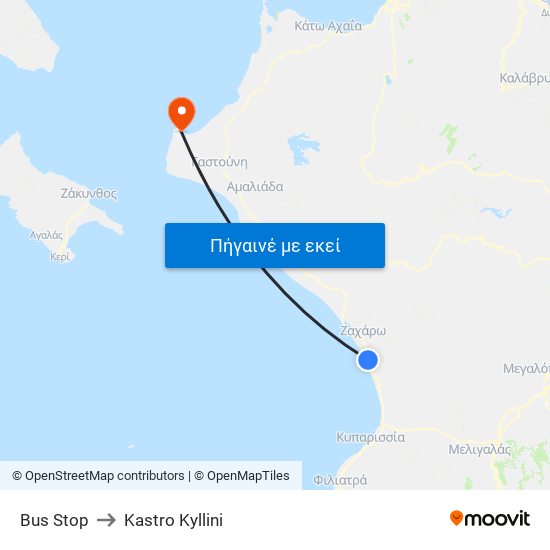 Bus Stop to Kastro Kyllini map