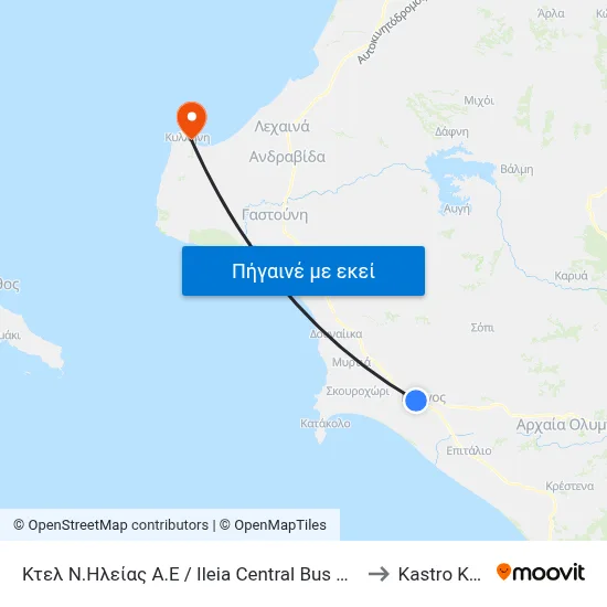 Κτελ Ν.Ηλείας Α.Ε / Ileia Central Bus Station S.A to Kastro Kyllini map