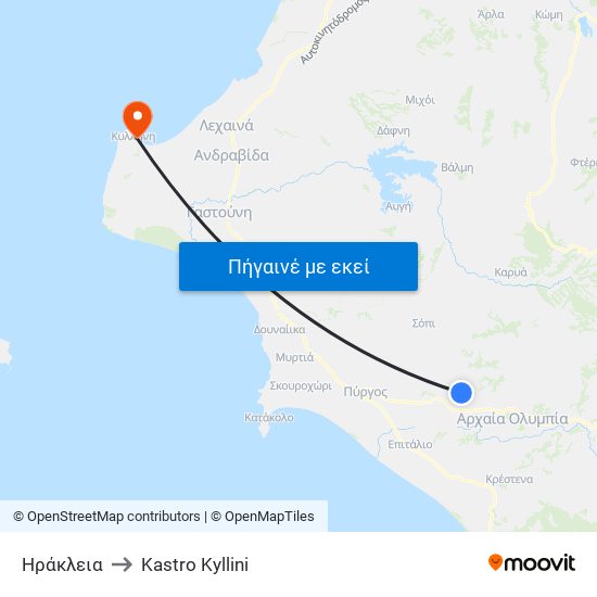 Ηράκλεια to Kastro Kyllini map