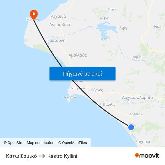 Κάτω Σαμικό to Kastro Kyllini map