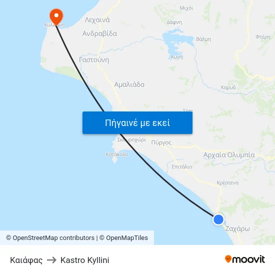 Καιάφας to Kastro Kyllini map