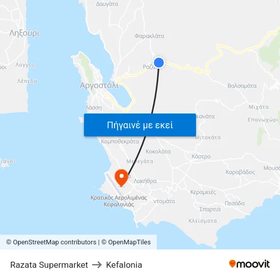 Razata Supermarket to Kefalonia map