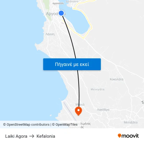 Laiki Agora to Kefalonia map
