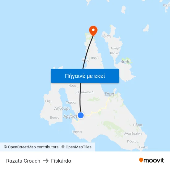 Razata Croach to Fiskárdo map