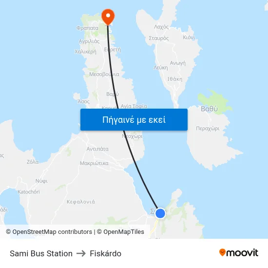 Sami Bus Station to Fiskárdo map