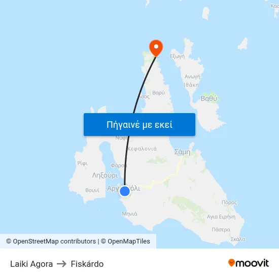 Laiki Agora to Fiskárdo map