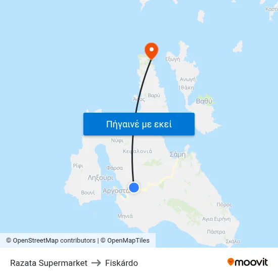 Razata Supermarket to Fiskárdo map
