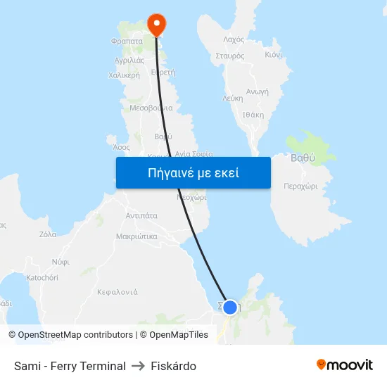 Sami - Ferry Terminal to Fiskárdo map