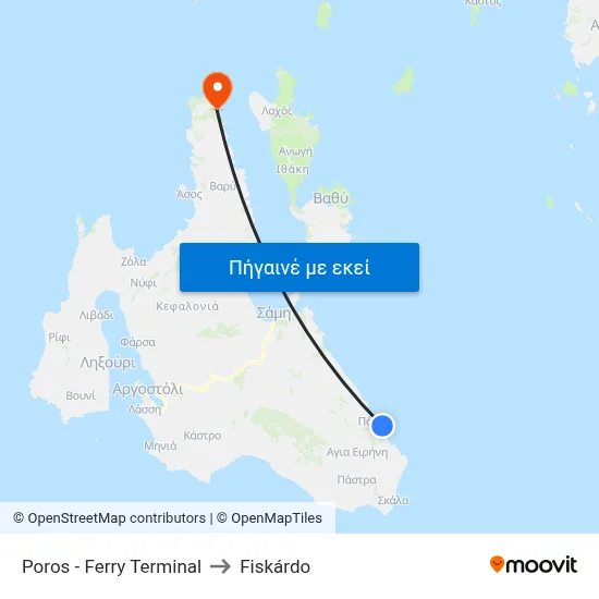 Poros - Ferry Terminal to Fiskárdo map