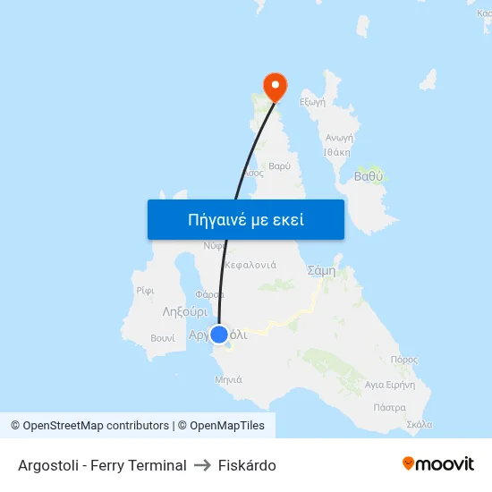 Argostoli - Ferry Terminal to Fiskárdo map