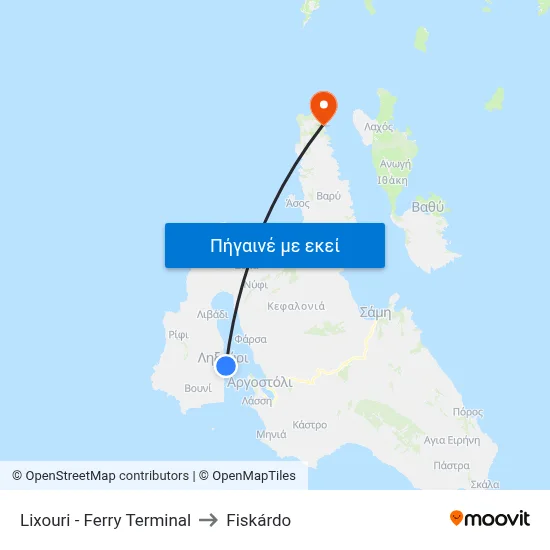 Lixouri - Ferry Terminal to Fiskárdo map