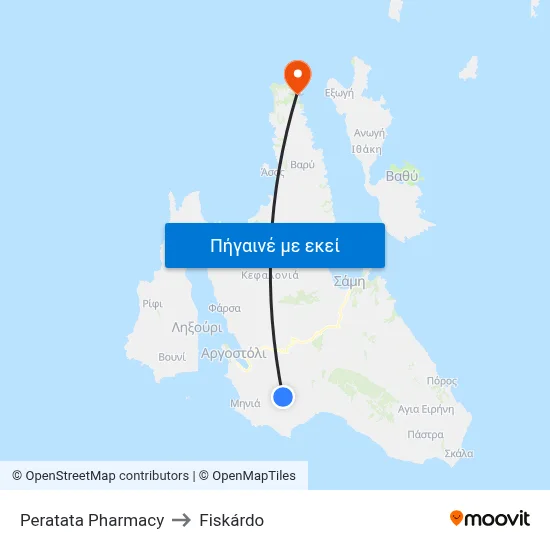 Peratata Pharmacy to Fiskárdo map