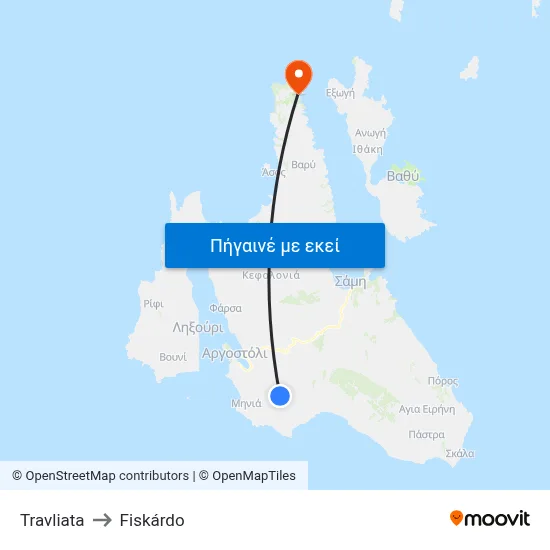 Travliata to Fiskárdo map