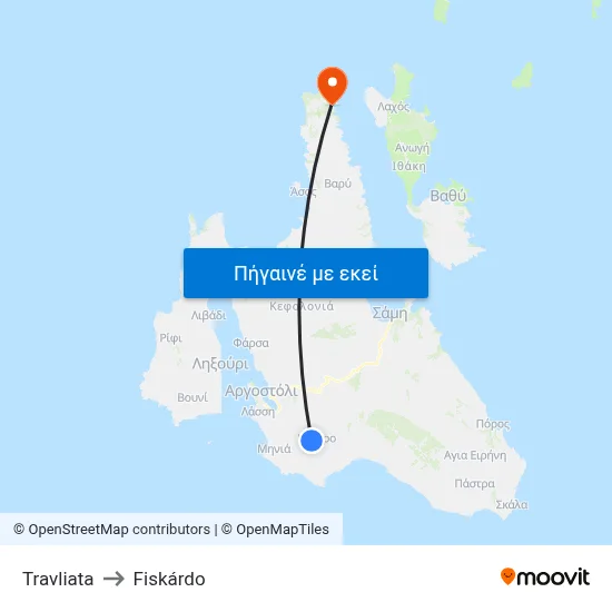 Travliata to Fiskárdo map