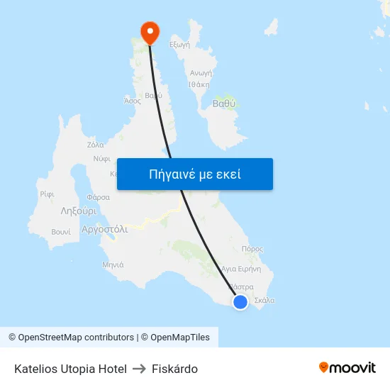 Katelios Utopia Hotel to Fiskárdo map