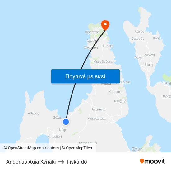 Angonas Agia Kyriaki to Fiskárdo map