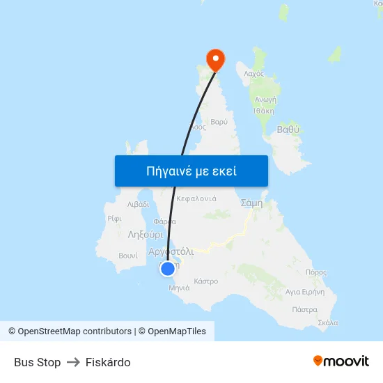 Bus Stop to Fiskárdo map