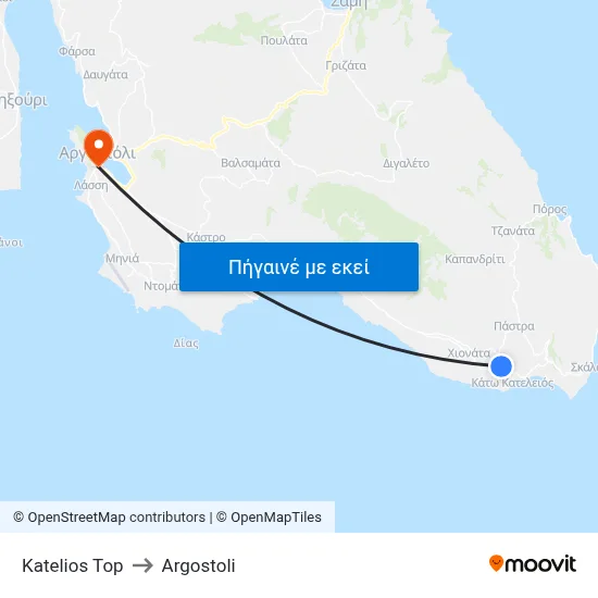 Katelios Top to Argostoli map