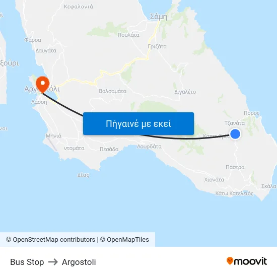 Bus Stop to Argostoli map