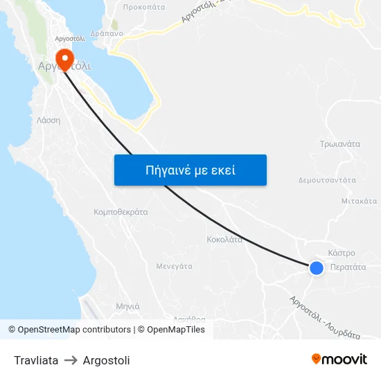 Travliata to Argostoli map