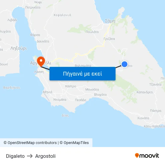 Digaleto to Argostoli map
