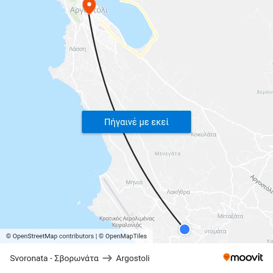 Svoronata - Σβορωνάτα to Argostoli map