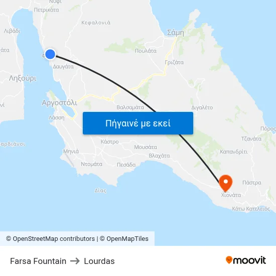 Farsa Fountain to Lourdas map