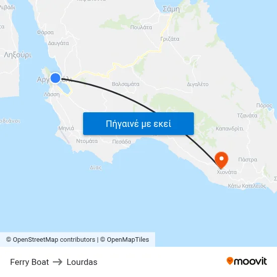 Ferry Boat to Lourdas map