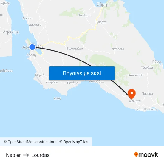 Napier to Lourdas map