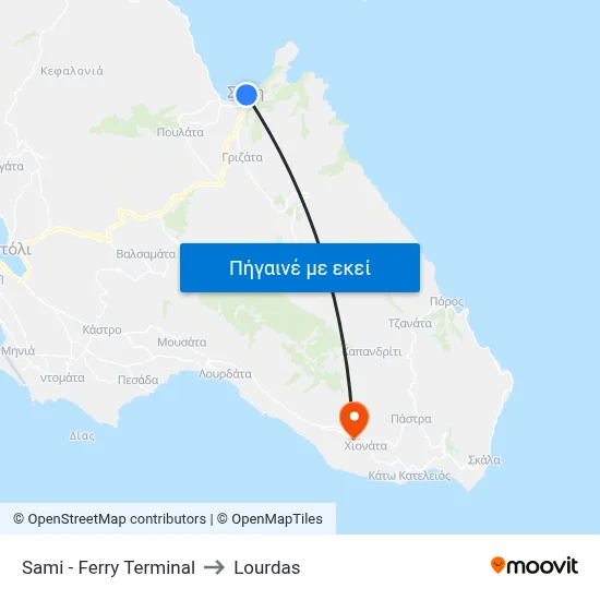 Sami - Ferry Terminal to Lourdas map