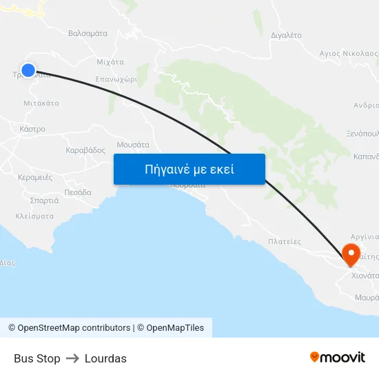Bus Stop to Lourdas map