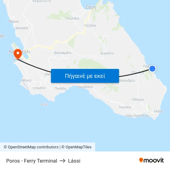 Poros - Ferry Terminal to Lássi map