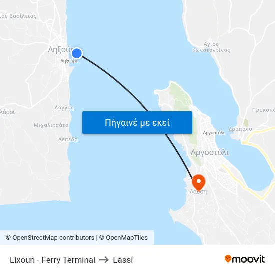 Lixouri - Ferry Terminal to Lássi map