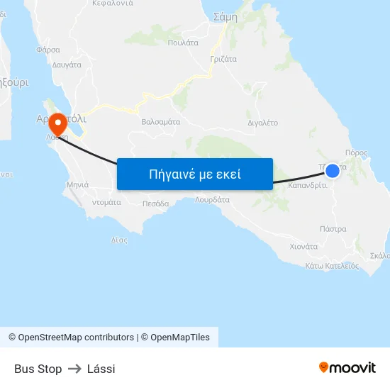 Bus Stop to Lássi map